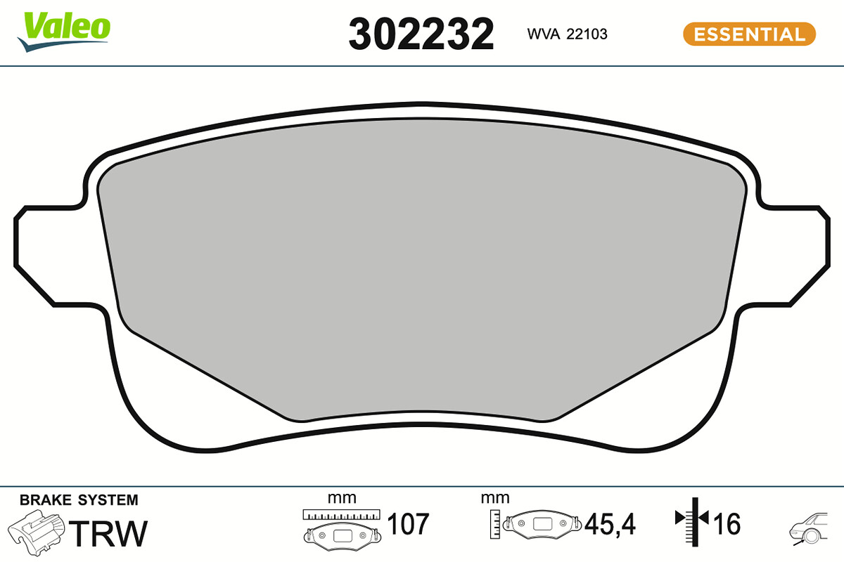 Jeu de 4 plaquettes de frein VALEO ref. 302232